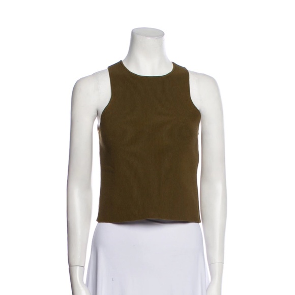 Reformation Olive Green Ribbed Cropped Tank Top - M - Picture 5 of 7